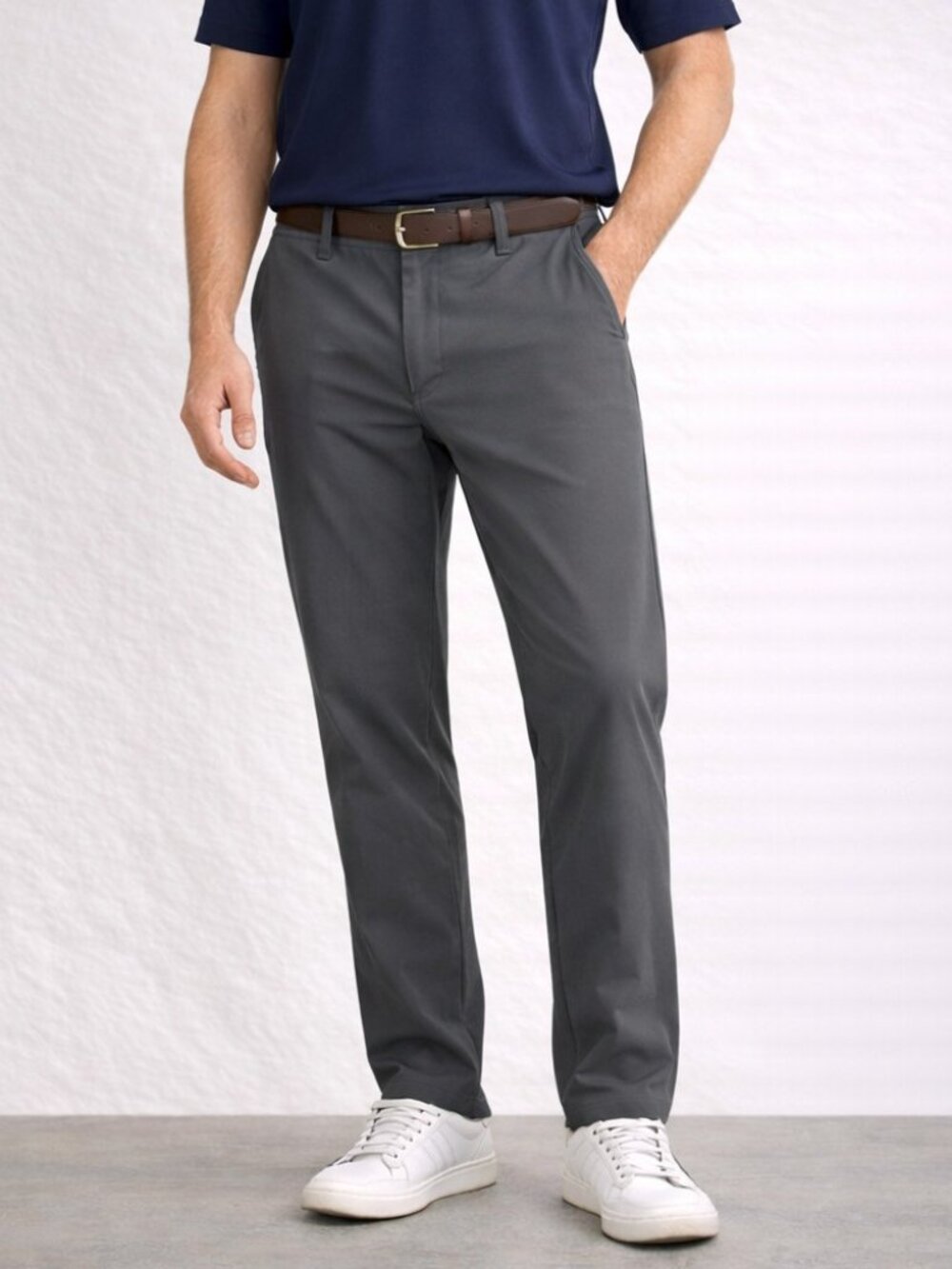 Linksoul Mens Pants 33R Gray Performance Stretch Golf Chino Polyester Spandex